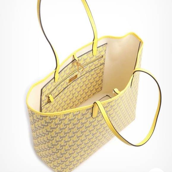 Lauren Ralph Lauren Collins 36 Signature Logo Monogram Medium Tote Bag - Picture 2 of 9